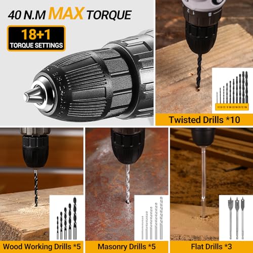 20V Cordless Drill Tool Kit Set: Electric Driver