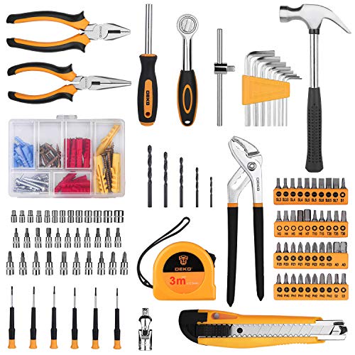 DEKOPRO 196-Piece General Household Tool Kit with Hammer & Pliers