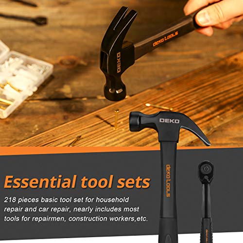 DEKOPRO 218-Piece Household Tool Kit with Portable Case