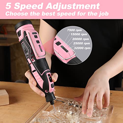 VIP WORKPRO Cordless Rotary Tool Kit, Pink, 5 Speeds