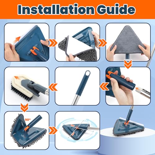 Extendable Wall Cleaner Mop with Shower Brush Scrubber