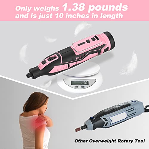 VIP WORKPRO Cordless Rotary Tool Kit, Pink, 5 Speeds