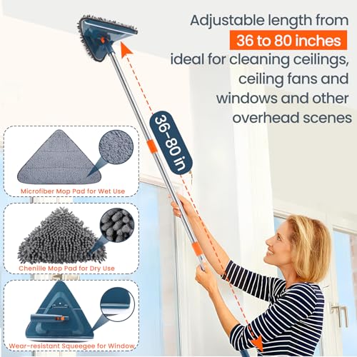 Extendable Wall Cleaner Mop with Shower Brush Scrubber