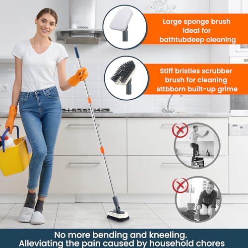 Extendable Wall Cleaner Mop with Shower Brush Scrubber