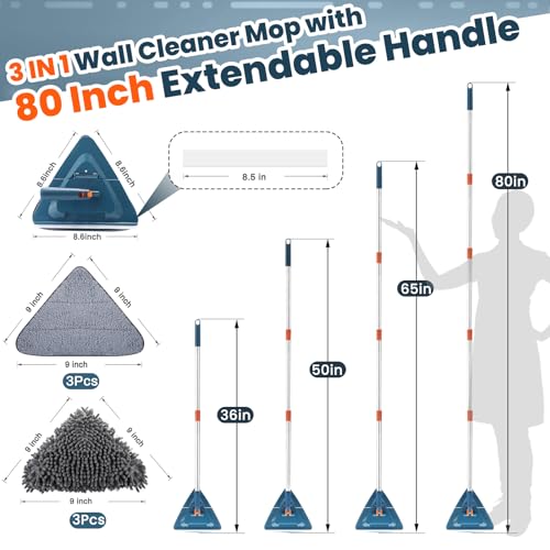 Extendable Wall Cleaner Mop with Shower Brush Scrubber