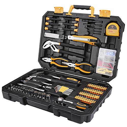 DEKOPRO 196-Piece General Household Tool Kit with Hammer & Pliers