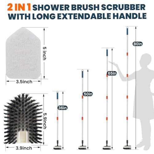 Extendable Wall Cleaner Mop with Shower Brush Scrubber