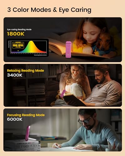 Glocusent Portable Clip-on Book Light, Dimmable & Compact