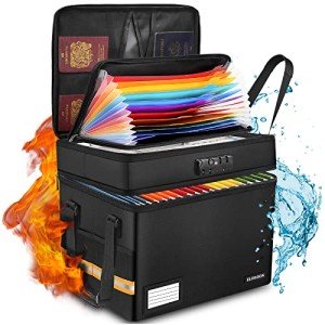 Lockable Fireproof File Box with Expanding Organizer