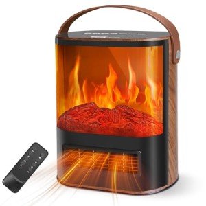 Portable 3D Flame Electric Fireplace Heater with Remote