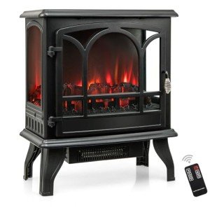 Stylish 23-Inch Electric Fireplace Heater with Remote