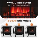 Stylish 23-Inch Electric Fireplace Heater with Remote