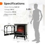 Stylish 23-Inch Electric Fireplace Heater with Remote