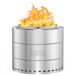 Onlyfire Smokeless Wood Burning Fire Pit - Silver