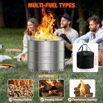 Onlyfire Smokeless Wood Burning Fire Pit - Silver