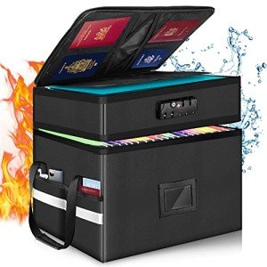Fireproof Document Box with Double Lock & Organizer