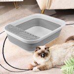 Large Semi-Enclosed Cat Litter Box – Grey