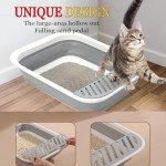 Large Semi-Enclosed Cat Litter Box – Grey