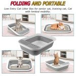 Large Semi-Enclosed Cat Litter Box – Grey