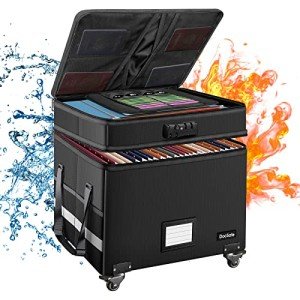 Fireproof Rolling File Storage Box with Lock