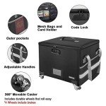 Rolling Fireproof File Box with Lock & Pockets