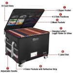 Rolling Fireproof File Box with Lock & Pockets