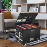 Rolling Fireproof File Box with Lock & Pockets
