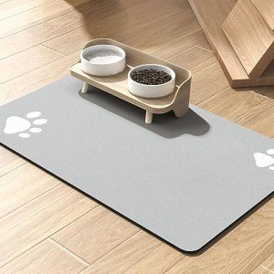 Absorbent Dog & Cat Food Bowl Mat - Light Grey