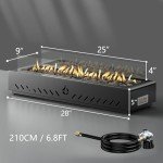 Portable 28" Tabletop Gas Fire Pit with Glass Guard