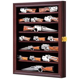 Mahogany Knife Display Case with UV Protection
