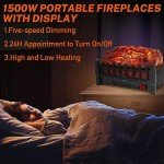 1500W Portable Fireplace with Remote Control