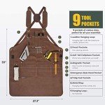Woodworking Apron with 9 Pockets and Magnetic Holders
