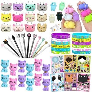Cat-Themed Party Favors Set for Kids - 72 Pieces