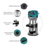 Compact 6.5 Amp Wood Router with Accessories