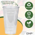 12oz Clear Plastic Cups with Dome Lids - 100 Set