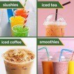 12oz Clear Plastic Cups with Dome Lids - 100 Set