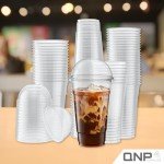 12oz Clear Plastic Cups with Dome Lids - 100 Set
