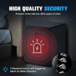 Gun Safe for Handgun, 2.0 Cu ft Home Safe with Pistol Rack Door Organizer, Pistol Safe with Digital Electronic Keypad, Alarm Gun Safe with Adjustable Shelf (Coal Black, 38W × 33D × 45H Centimetres)
