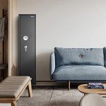 COSTWAY Large Rifle Safe, Long Gun Safe for Rifle Shotgun, 5-Gun Metal Security Storage Cabinet with Handgun Lockbox, Digital Keypad & Emergency Keys, Quick Access Gun Safety for Home (Biometric Fingerprint)