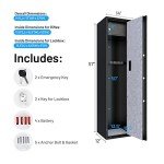 COSTWAY Large Rifle Safe, Long Gun Safe for Rifle Shotgun, 5-Gun Metal Security Storage Cabinet with Handgun Lockbox, Digital Keypad & Emergency Keys, Quick Access Gun Safety for Home (Biometric Fingerprint)