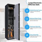 COSTWAY Large Rifle Safe, Long Gun Safe for Rifle Shotgun, 5-Gun Metal Security Storage Cabinet with Handgun Lockbox, Digital Keypad & Emergency Keys, Quick Access Gun Safety for Home (Biometric Fingerprint)