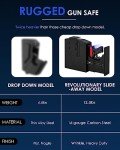 【2024 NEW VERSION】Mounted Gun Safe with Inner LED, Biometric Nightstand Handgun Safe Quick Access Pistol Safe and Gun Lock Box for Bedside, Wall, Cabinet, Desk with Fingerprint, PIN Code, KEY Access