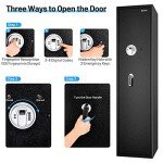 COSTWAY Large Rifle Safe, Long Gun Safe for Rifle Shotgun, 5-Gun Metal Security Storage Cabinet with Handgun Lockbox, Digital Keypad & Emergency Keys, Quick Access Gun Safety for Home (Biometric Fingerprint)