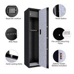 COSTWAY Large Rifle Safe, Long Gun Safe for Rifle Shotgun, 5-Gun Metal Security Storage Cabinet with Handgun Lockbox, Digital Keypad & Emergency Keys, Quick Access Gun Safety for Home (Biometric Fingerprint)