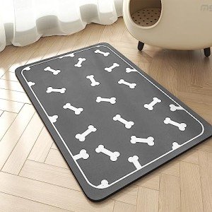 Absorbent Pet Food Mat with Bone Pattern 16"x24