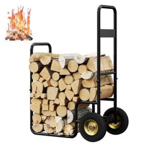 Portable 2-Tier Indoor Firewood Rack - Black