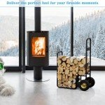 Portable 2-Tier Indoor Firewood Rack - Black
