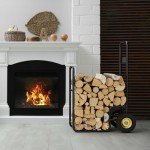 Portable 2-Tier Indoor Firewood Rack - Black