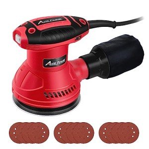 AVID POWER 5-Inch Electric Orbital Sander with 12 Sandpapers