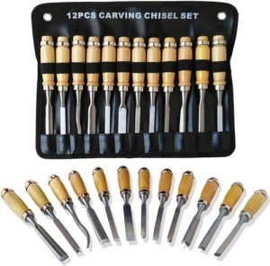 Tuma Crafts 12-Piece Wood Carving Chisel Set